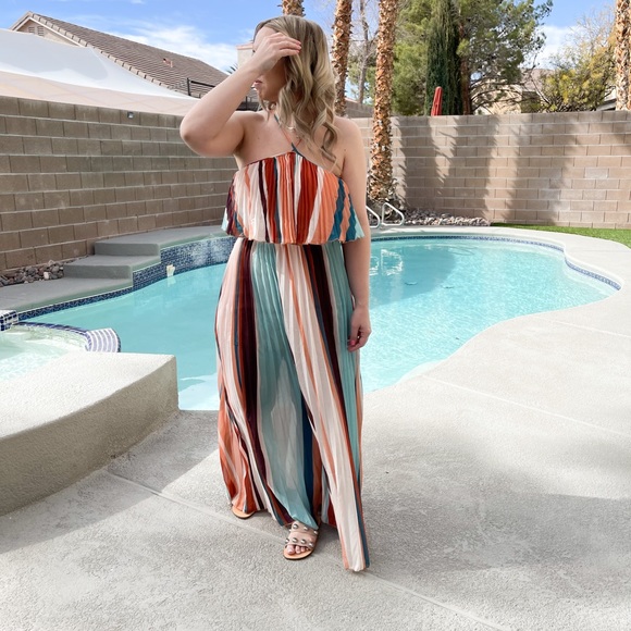 multi stripe crop top and maxi skirt set - Picture 12 of 15